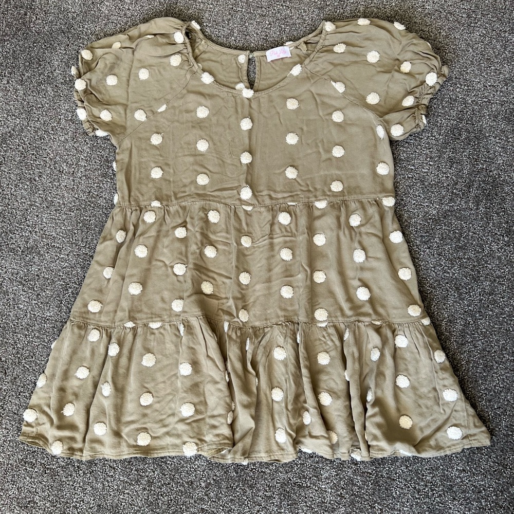 Pink Lily Sage Pom Babydoll Mini Dress Size Medium